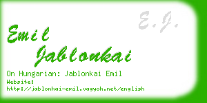 emil jablonkai business card